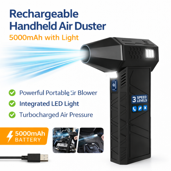 Επαναφορτιζόμενο Φυσητήρι Αέρα Χειρός 5000mAh με Φως electronistas.gr