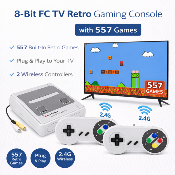 Ρετρό Κονσόλα Παιχνιδιών 8-Bit FC TV με 557 Παιχνίδια electronistas.gr