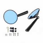 Σετ 2τμχ Στρογγυλοί Καθρέφτες Μοτοσυκλέτας CNC Αλουμινίου με Μπλε Φακό electronistas.gr