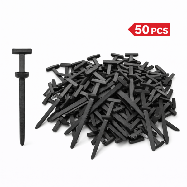 Σετ 50τμχ Πλαστικών Κλιπ Στερέωσης Αυτοκινήτου με Δεματικά 0,5×9,5cm electronistas.gr