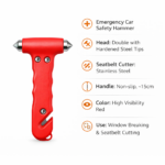 Σφυρί Ασφαλείας Αυτοκινήτου Έκτακτης Ανάγκης με Κόφτη Ζώνης electronistas.gr