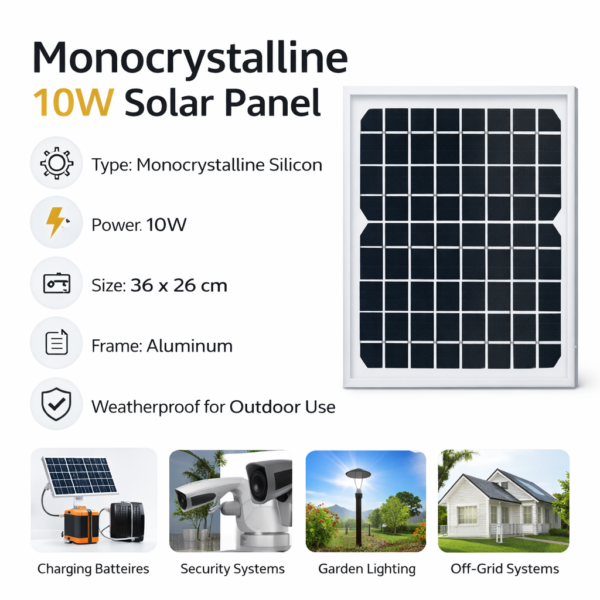 Φωτοβολταϊκό Πάνελ 10W Μονοκρυσταλλικού Πυριτίου 36x26cm electronistas.gr