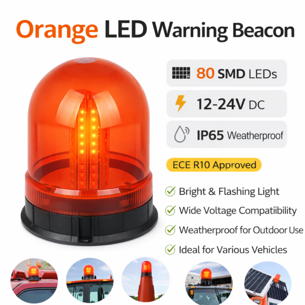 Προειδοποιητικός Φάρος LED Πορτοκαλί 80 SMD 12-24V IP65 electronistas.gr