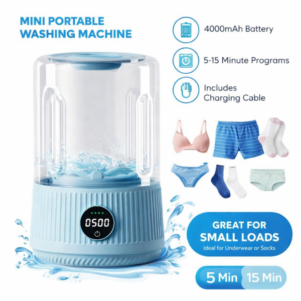 Μίνι Φορητό Πλυντήριο Ρούχων 4000mAh με 2 Προγράμματα electronistas.gr