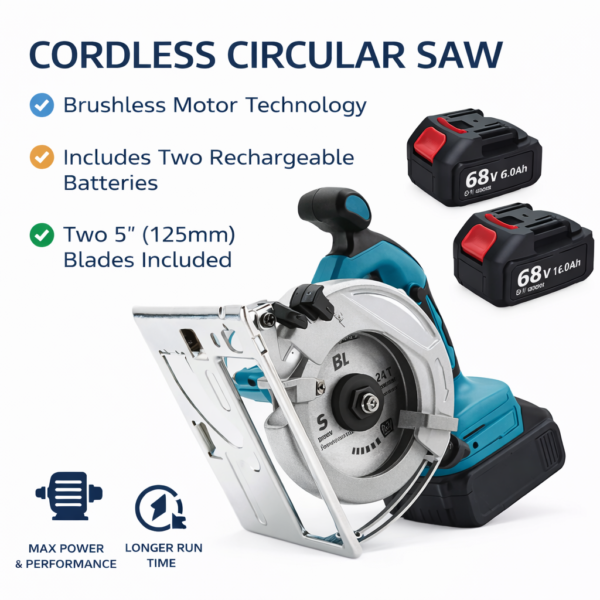 Επαναφορτιζόμενο Δισκοπρίονο 5'' με 2 Μπαταρίες Li-ion 68V electronistas.gr