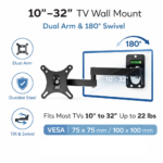 Βάση Τοίχου Τηλεόρασης 10"–32" με Διπλό Βραχίονα & Περιστροφή 180° electronistas.gr