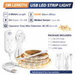 Ταινία LED με Αισθητήρα Κίνησης 3000K 5m USB electronistas.gr