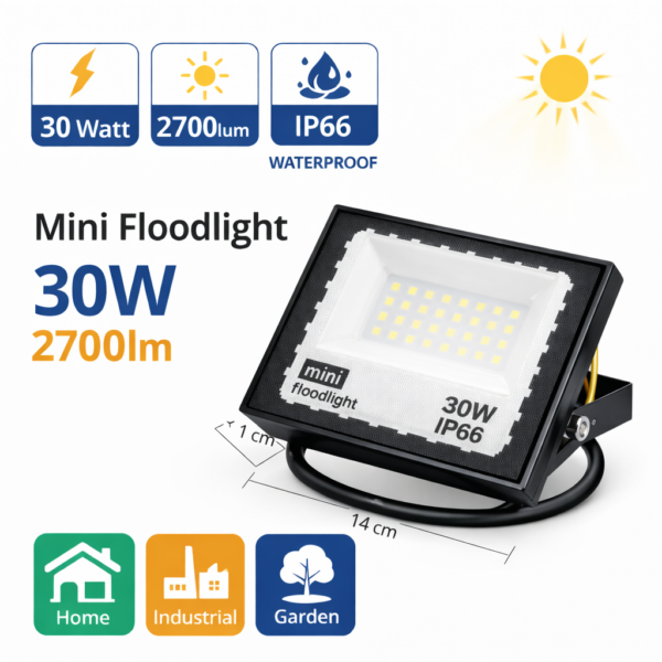 Προβολέας LED Mini Flood Light 30W 2700lm IP66 electronistas.gr