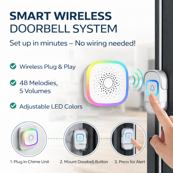 Ασύρματο Κουδούνι Πόρτας με 60 Μελωδίες Έως 300m electronistas.gr