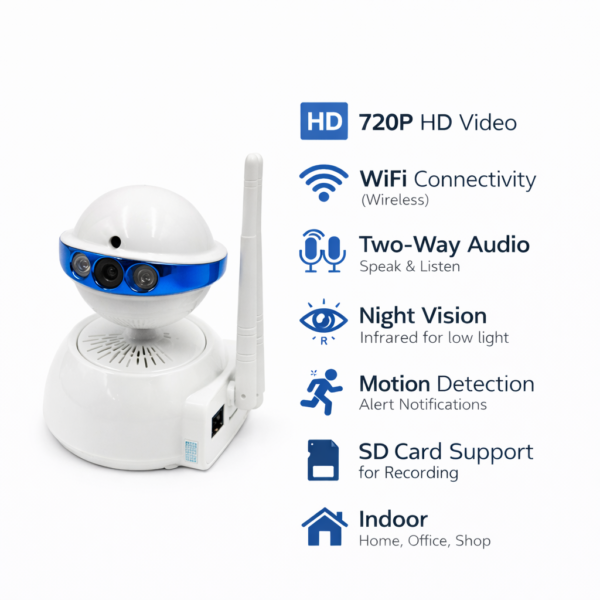 IP Κάμερα Παρακολούθησης WiFi 720P HD με Νυχτερινή Όραση & Αμφίδρομη Επικοινωνία electronistas.gr
