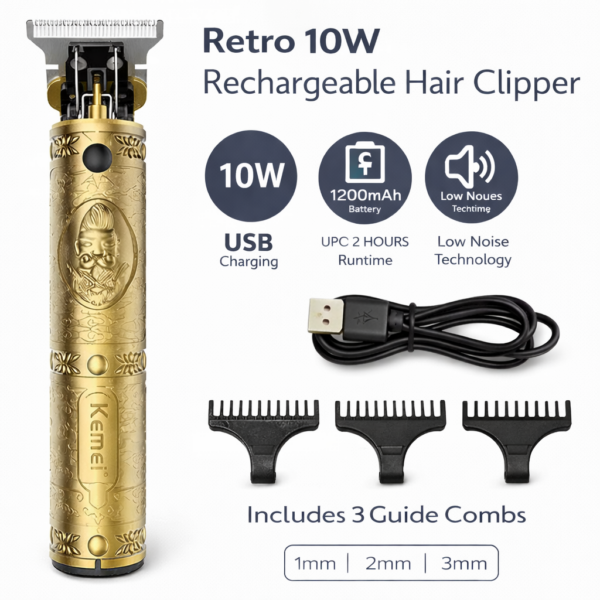 Ρετρό Επαναφορτιζόμενη Κουρευτική Μηχανή 10W electronistas.gr