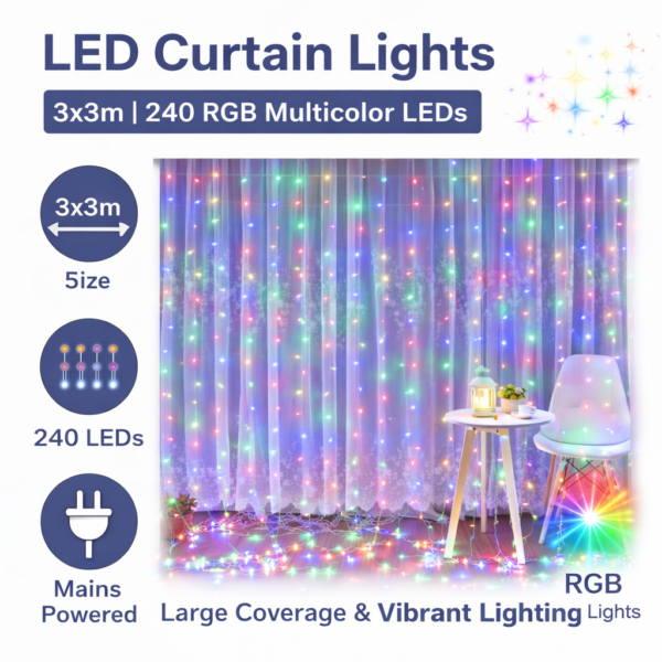 Κουρτίνα Λαμπάκια LED 3x3m 240L RGB electronistas.gr