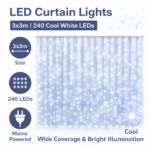 Κουρτίνα Λαμπάκια LED 3x3m 240L Ψυχρό Φως electronistas.gr