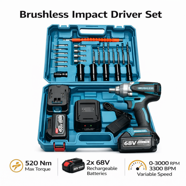 Σετ Κρουστικό Δράπανο Μπαταρίας με 2 Μπαταρίες Brushless electronistas.gr