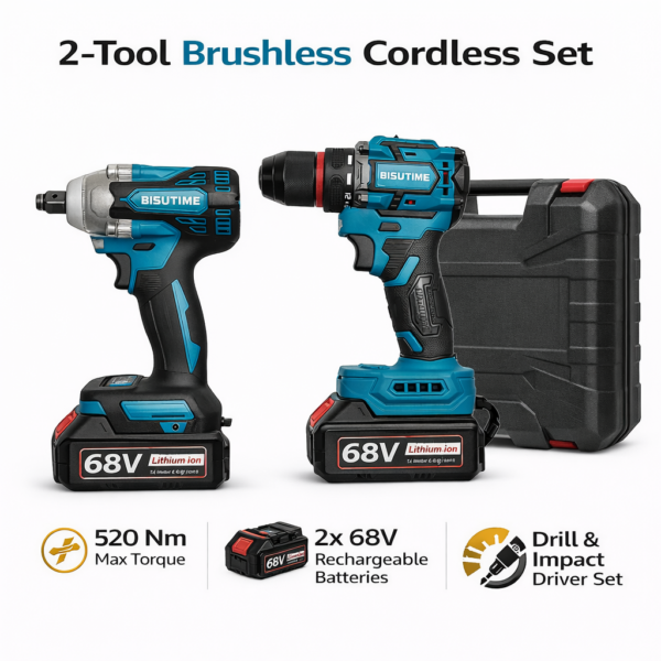 Σετ Μπουλονόκλειδο & Δραπανοκατσάβιδο Μπαταρίας 68V με 2 Μπαταρίες Brushless electronistas.gr