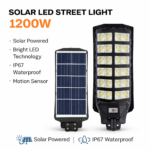 LED Ηλιακός Προβολέας Δρόμου 1200W IP67 με Αισθητήρα electronistas.gr