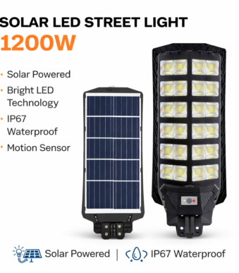 LED Ηλιακός Προβολέας Δρόμου 1200W IP67 με Αισθητήρα electronistas.gr