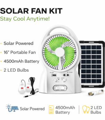 Ηλιακό Κιτ Ανεμιστήρα 16'' με Φωτισμό & Μπαταρία 4500mAh electronistas.gr
