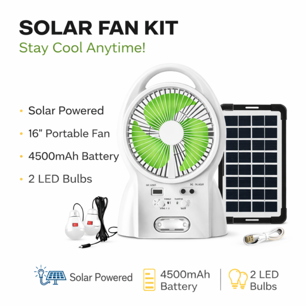 Ηλιακό Κιτ Ανεμιστήρα 16'' με Φωτισμό & Μπαταρία 4500mAh electronistas.gr