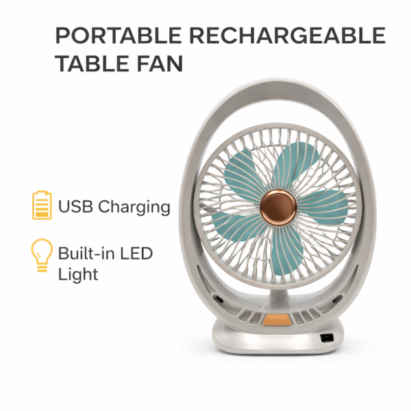 Ανεμιστήρας Επαναφορτιζόμενος Φορητός με LED & USB electronistas.gr