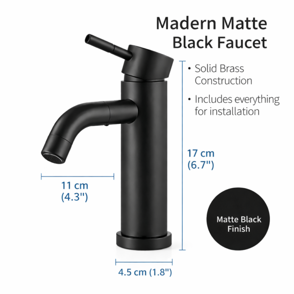 Αναμεικτική Βρύση Μαύρο Ματ 17cm electronistas.gr