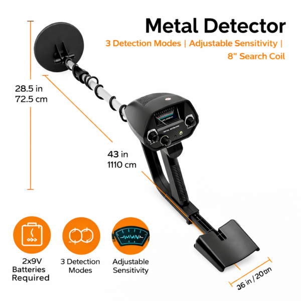 Ανιχνευτής Μετάλλων Εδάφους 110cm με Ρυθμιζόμενο Κοντάρι & Λειτουργία DISC electronistas.gr