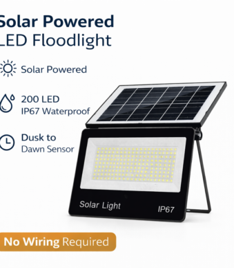Αδιάβροχος Ηλιακός Προβολέας 200 LED IP67 με Τηλεχειριστήριο electronistas.gr