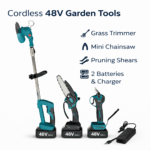 Επαναφορτιζόμενο Σετ Κήπου 3 σε 1 (Χορτοκοπτικό, Mini Πριόνι 15cm & Ψαλίδι Κλαδέματος 48V) electronistas.gr