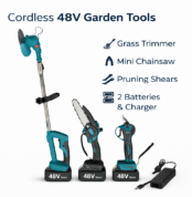 Επαναφορτιζόμενο Σετ Κήπου 3 σε 1 (Χορτοκοπτικό, Mini Πριόνι 15cm & Ψαλίδι Κλαδέματος 48V) electronistas.gr