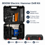 Ηλεκτρικό Κρουστικό Δράπανο 800W 220V 26mm με 5 Κεφαλές & Βαλιτσάκι electronistas.gr