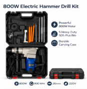 Ηλεκτρικό Κρουστικό Δράπανο 800W 220V 26mm με 5 Κεφαλές & Βαλιτσάκι electronistas.gr