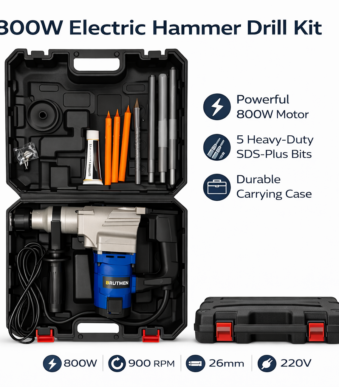 Ηλεκτρικό Κρουστικό Δράπανο 800W 220V 26mm με 5 Κεφαλές & Βαλιτσάκι electronistas.gr