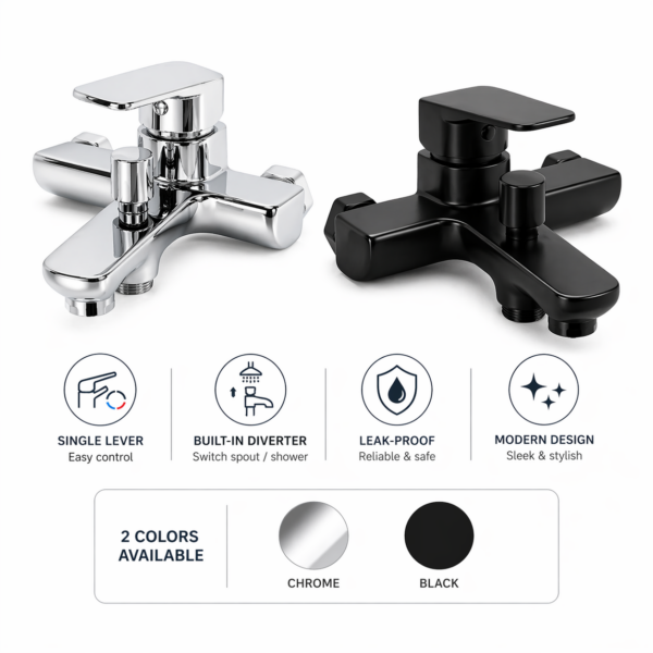 Αναμεικτική Μπαταρία Μπανιέρας - Inox/ Μαύρο Ματ electronistas.gr