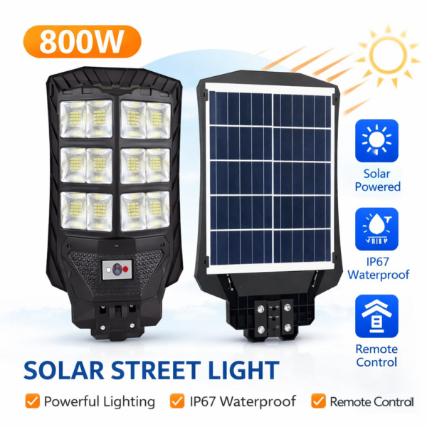 Ηλιακό Φωτιστικό Δρόμου 800W LED με Τηλεχειριστήριο electronistas.gr
