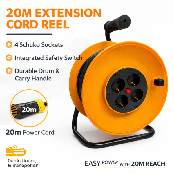 Μπαλαντέζα Ρεύματος 20m με 4 Πρίζες & Διακόπτη Ασφαλείας electronistas.gr