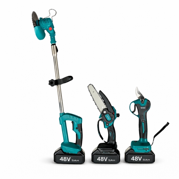 Επαναφορτιζόμενο Σετ Κήπου 3 σε 1 (Χορτοκοπτικό, Mini Πριόνι 15cm & Ψαλίδι Κλαδέματος 48V) electronistas.gr