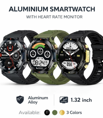 Smartwatch Αλουμινίου με Παλμογράφο 1.32″ Bluetooth electronistas.gr