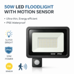 LED Προβολέας 50W με Φωτοκύτταρο (PIR Sensor) IP66 electronistas.gr