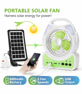 Φορητός Ηλιακός Ανεμιστήρας 6'' με LED Φωτισμό & USB electronistas.gr