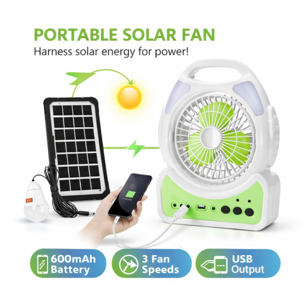 Φορητός Ηλιακός Ανεμιστήρας 6'' με LED Φωτισμό & USB electronistas.gr