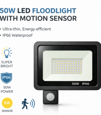 LED Προβολέας 50W με Φωτοκύτταρο (PIR Sensor) IP66 electronistas.gr