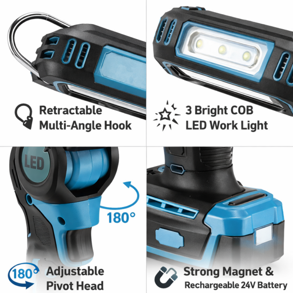 Ασύρματο LED Φωτιστικό Εργασίας 24V με Περιστρεφόμενη Κεφαλή electronistas.gr
