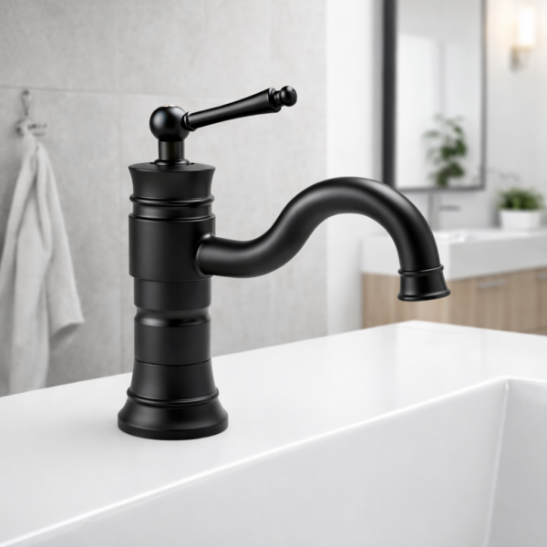 Αναμεικτική Μπαταρία Νιπτήρα Ρετρό Μαύρη electronistas.gr