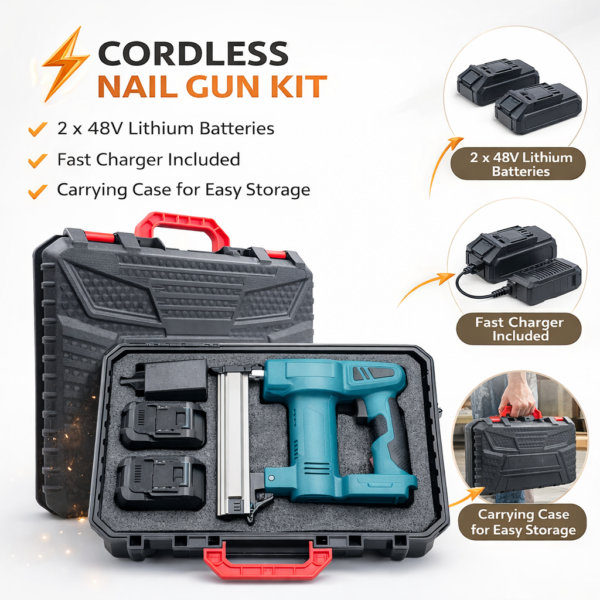 Επαναφορτιζόμενο Καρφωτικό Μπαταρίας 48V με 2 Μπαταρίες & Βαλίτσα Μεταφοράς electronistas.gr