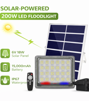 Ηλιακός Προβολέας LED 200W με Τηλεχειριστήριο electronistas.gr