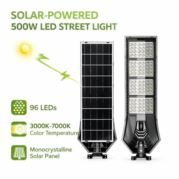 Led Ηλιακός Προβολέας Δρόμου 500W electronistas.gr