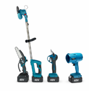 Επαναφορτιζόμενο Σετ Κήπου 4 σε 1 (Χορτοκοπτικό, Mini Πριόνι 15cm, Φυσητήρας & Ψαλίδι Κλαδέματος 48V) electronistas.gr