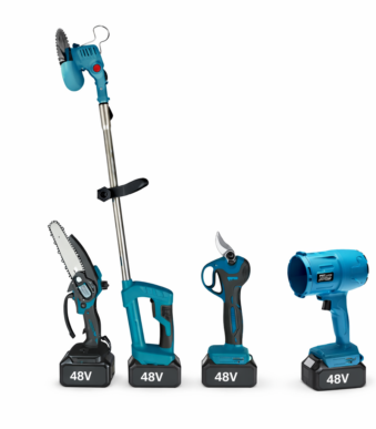 Επαναφορτιζόμενο Σετ Κήπου 4 σε 1 (Χορτοκοπτικό, Mini Πριόνι 15cm, Φυσητήρας & Ψαλίδι Κλαδέματος 48V) electronistas.gr