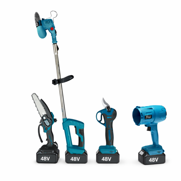 Επαναφορτιζόμενο Σετ Κήπου 4 σε 1 (Χορτοκοπτικό, Mini Πριόνι 15cm, Φυσητήρας & Ψαλίδι Κλαδέματος 48V) electronistas.gr