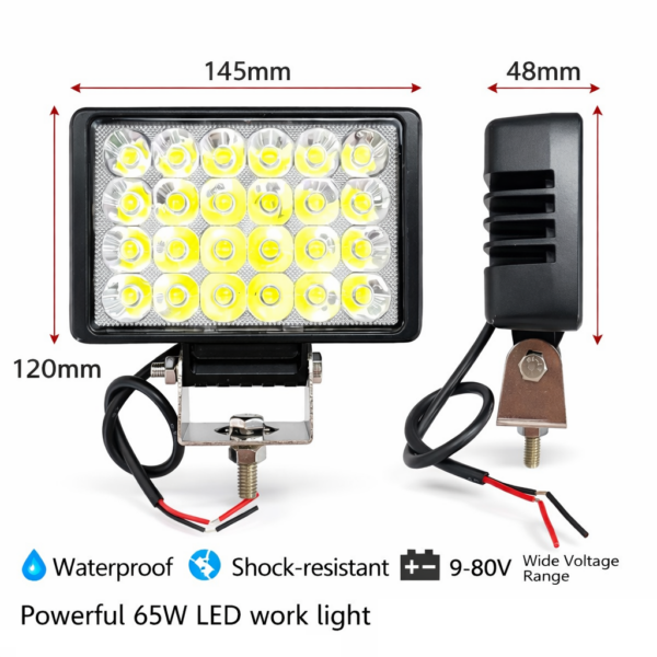 LED Προβολέας Εργασίας 65W 9–80V Αδιάβροχος για Οχήματα & Off-Road Χρήση electronistas.gr